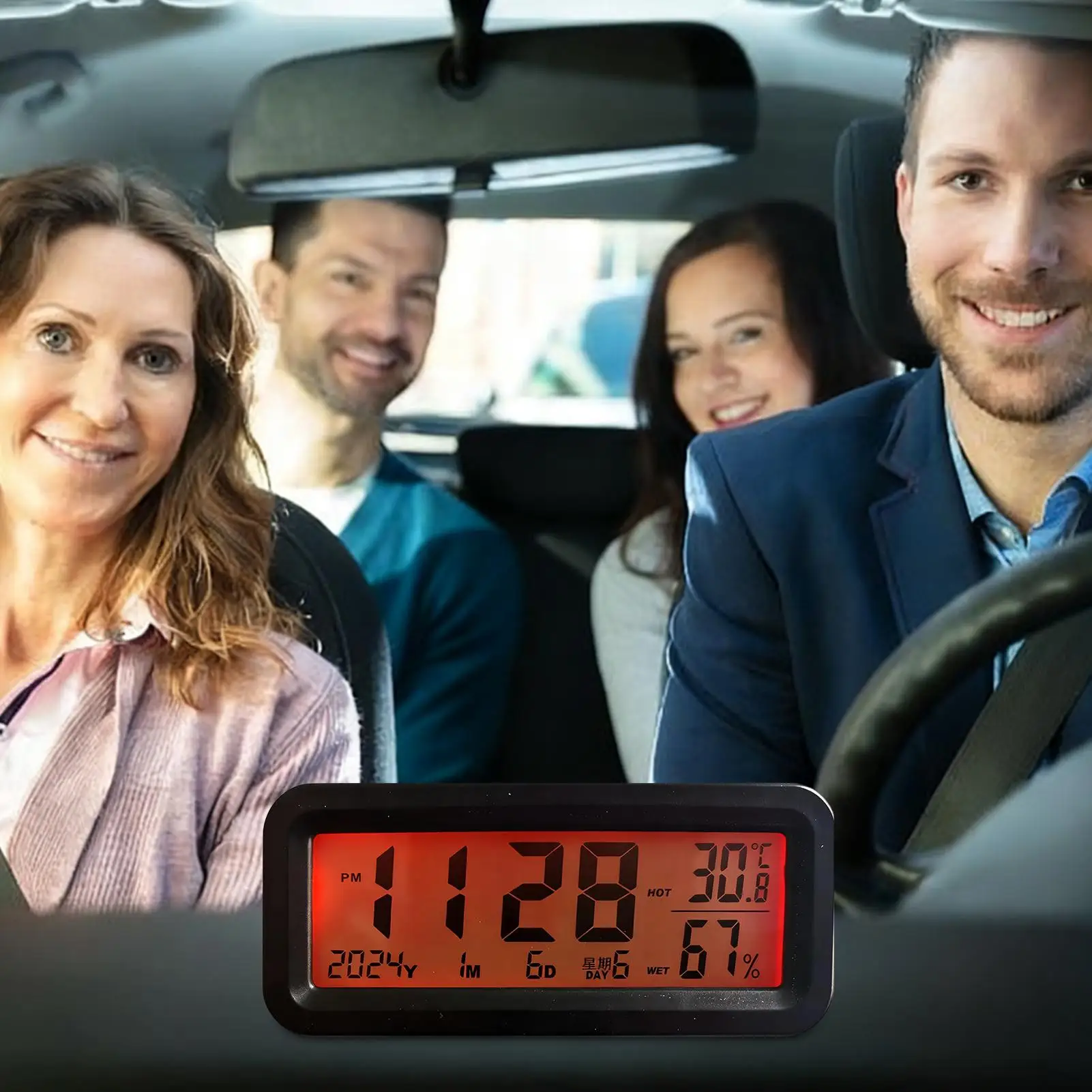 ساعة للوحة قيادة السيارة تعمل بالطاقة الشمسية ديكور داخلي رقمي محمول لاصق ساعة سيارة إلكترونية لشاحنة السيارات