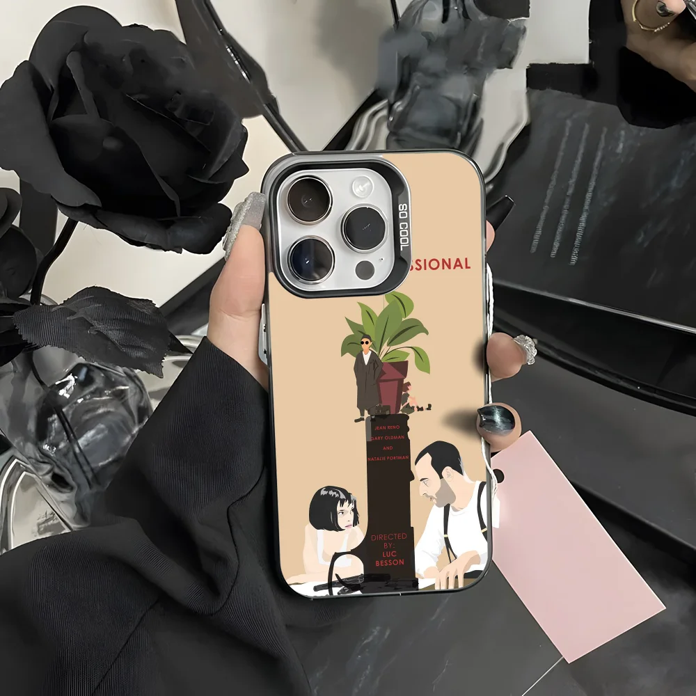 

The P-Professional Killer L-Leon Phone Case For iPhone 16 15 14 13 12 11 Pro Max Black Matte Laser Metallic Aurora Funda
