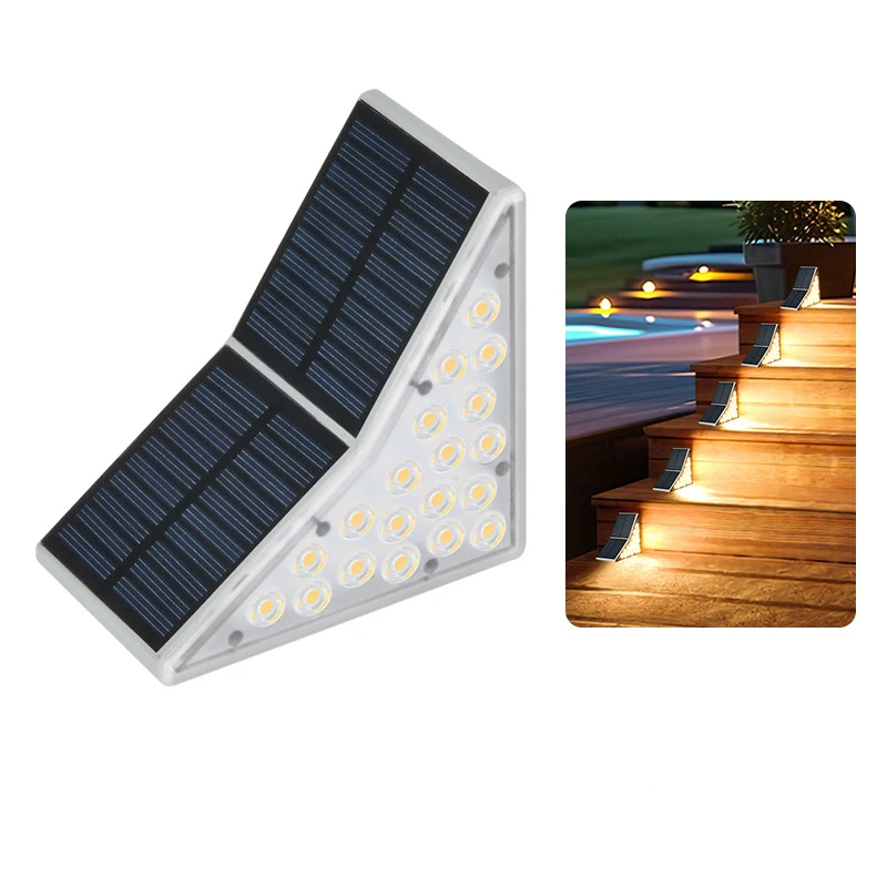 Lámpara LED de escalera Solar impermeable para exteriores, lámpara de paso Triangular, plataforma de escalera de decoración de jardín y patio