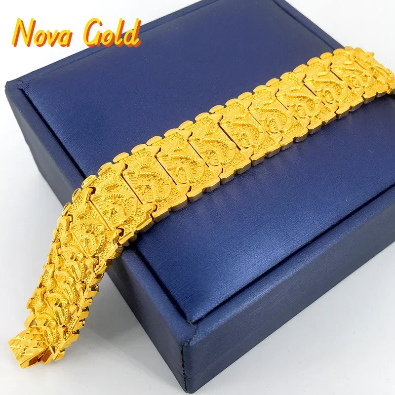 NovaGlod Luxury 24K 9999 Pure Gold real gold Dragon Bracelet Men's Watch Chain Buckle Bracelet