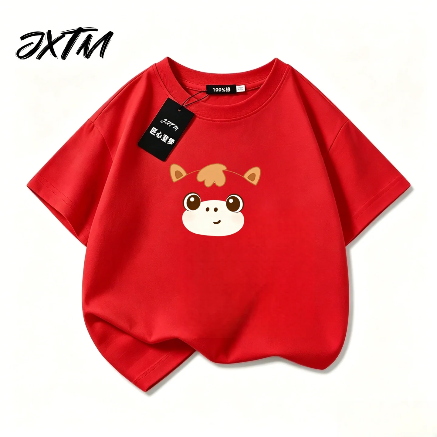 Cartoon New Super Beautiful Pony Print Boy's Pure Cotton Short Sleeved Round Neck Girl's Casual Style T-shirt Top Summer Outfit
