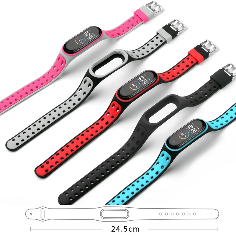 Strap for xiaomi mi band 4 5 6 7 NFC Bracelet Miband7 Miband6 Silicone Replacement Smartwatch Double Buckle wrist belt Watchband