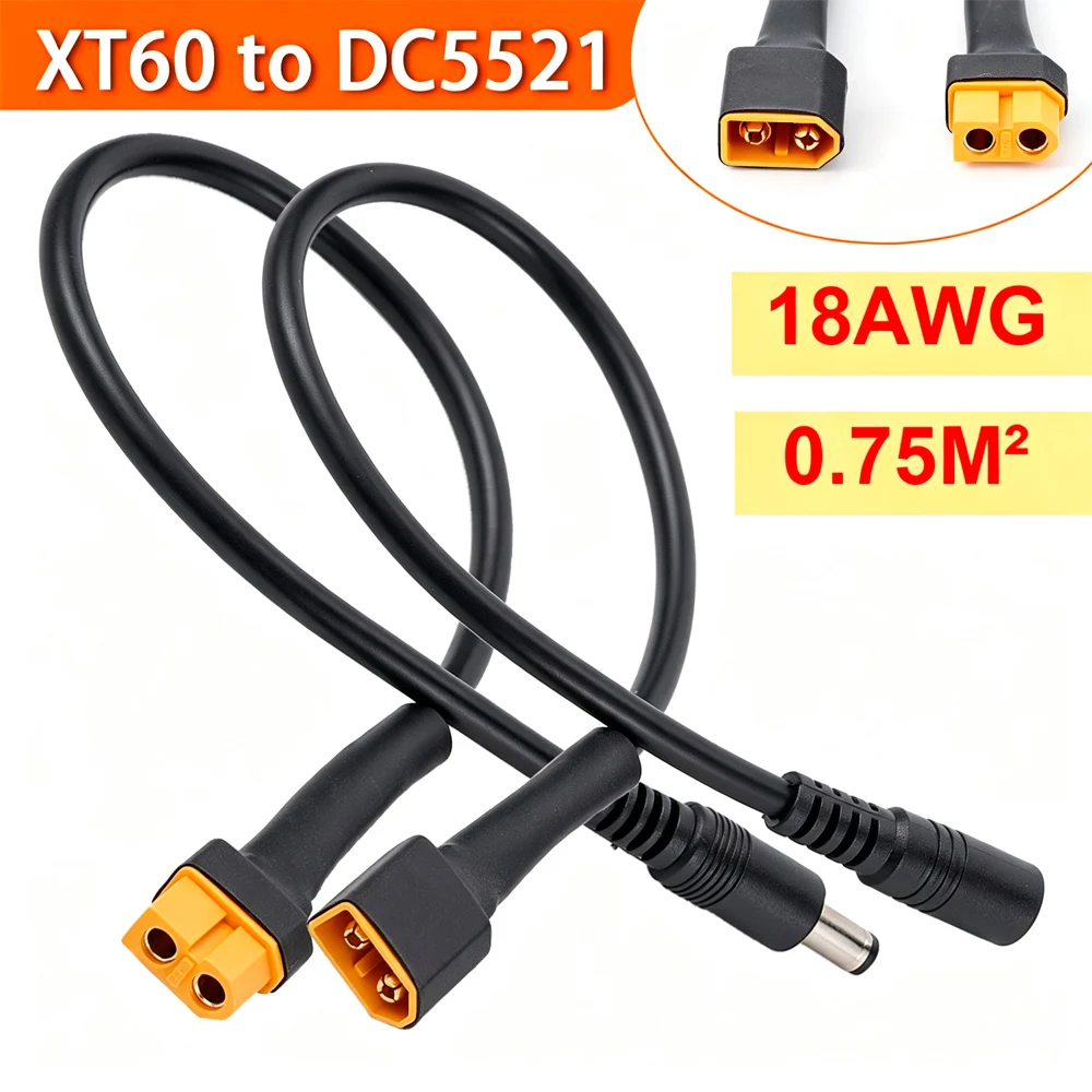 Solar Connection Line XT60 Male/Female Connector To DC5521 18AWG Power Cable Adaptor For Car Battery Charging Adapter Cables