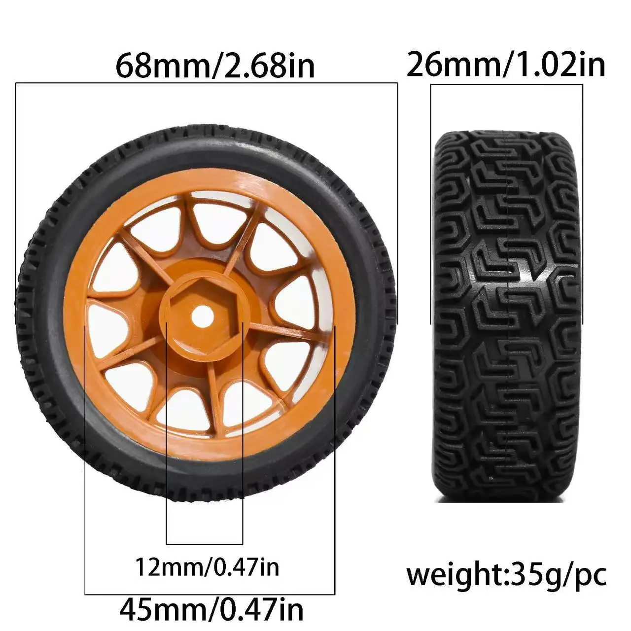 4 ชิ้น 68 มิลลิเมตร 1/10 RC Racing รถยางแผนที่ Touring Drift รถยางล้อสําหรับ Tamiya TT01 TT02 XV01 XV02 TA06 PTG-2 HPI HSP Kyosho