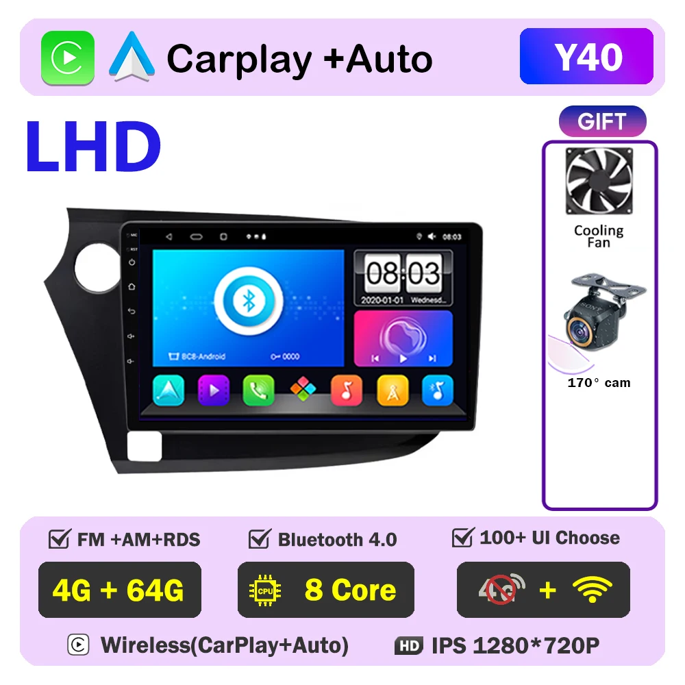 Autoradio Android Navigatie Voor Honda Insight 2009 2010 2011-2014 Multimedia Video Player Head Unit Geen 2din DVD QLED scherm