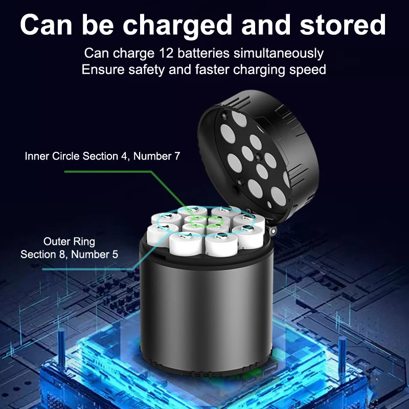 12-Slots 1.5V AA AAA Batterijlader Type-C Oplaadbare Lithium Ion Batterijen USB Box Voor Afstandsbediening speelgoed Elektrisch Gereedschap
