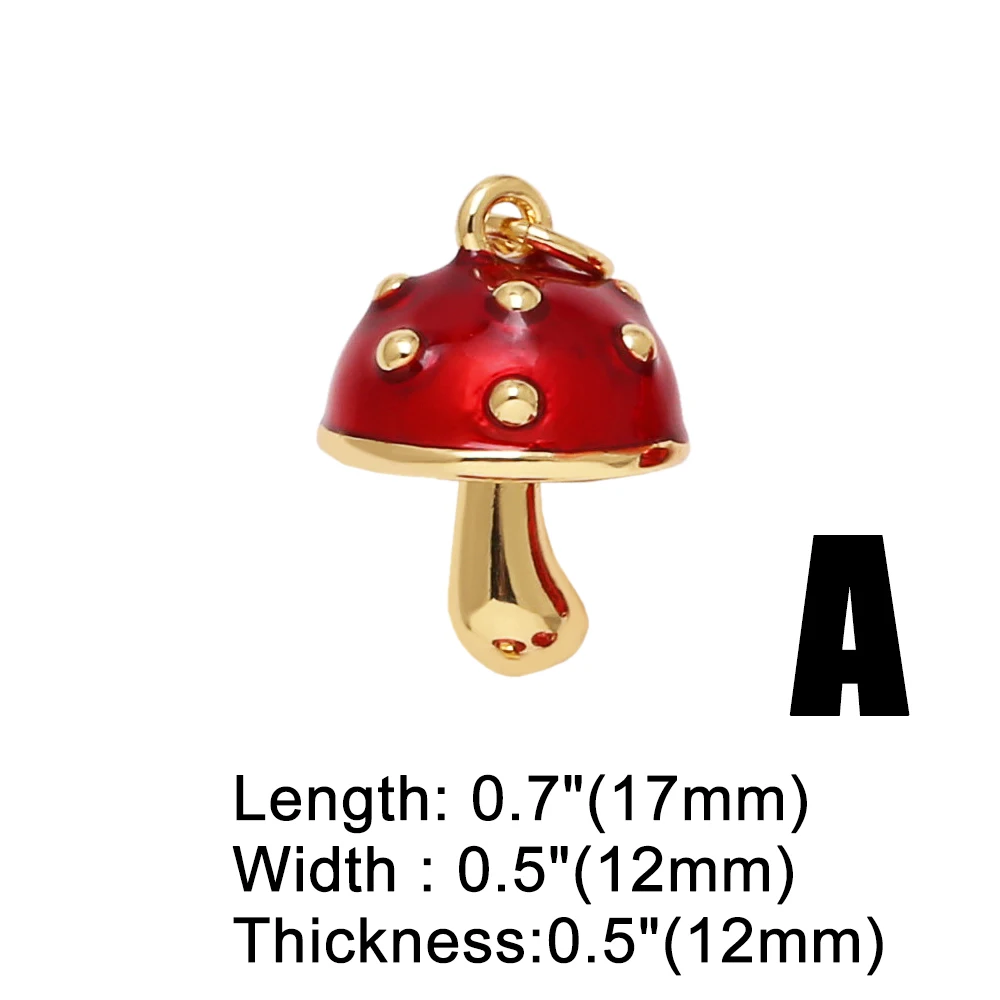 OCESRIO Trendy Red Enamel Strawberry Charms for Bracelet Copper Gold Plated Mushroom Carrot Chili accesorios de joyería chma319