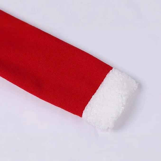 فستان حفلات أعياد الميلاد للعام الجديد لعام 2025 للفتيات بأكمام طويلة مع قلنسوة فستان أحمر لطيف + إكسسوارات مجموعة أزياء عيد الميلاد #5