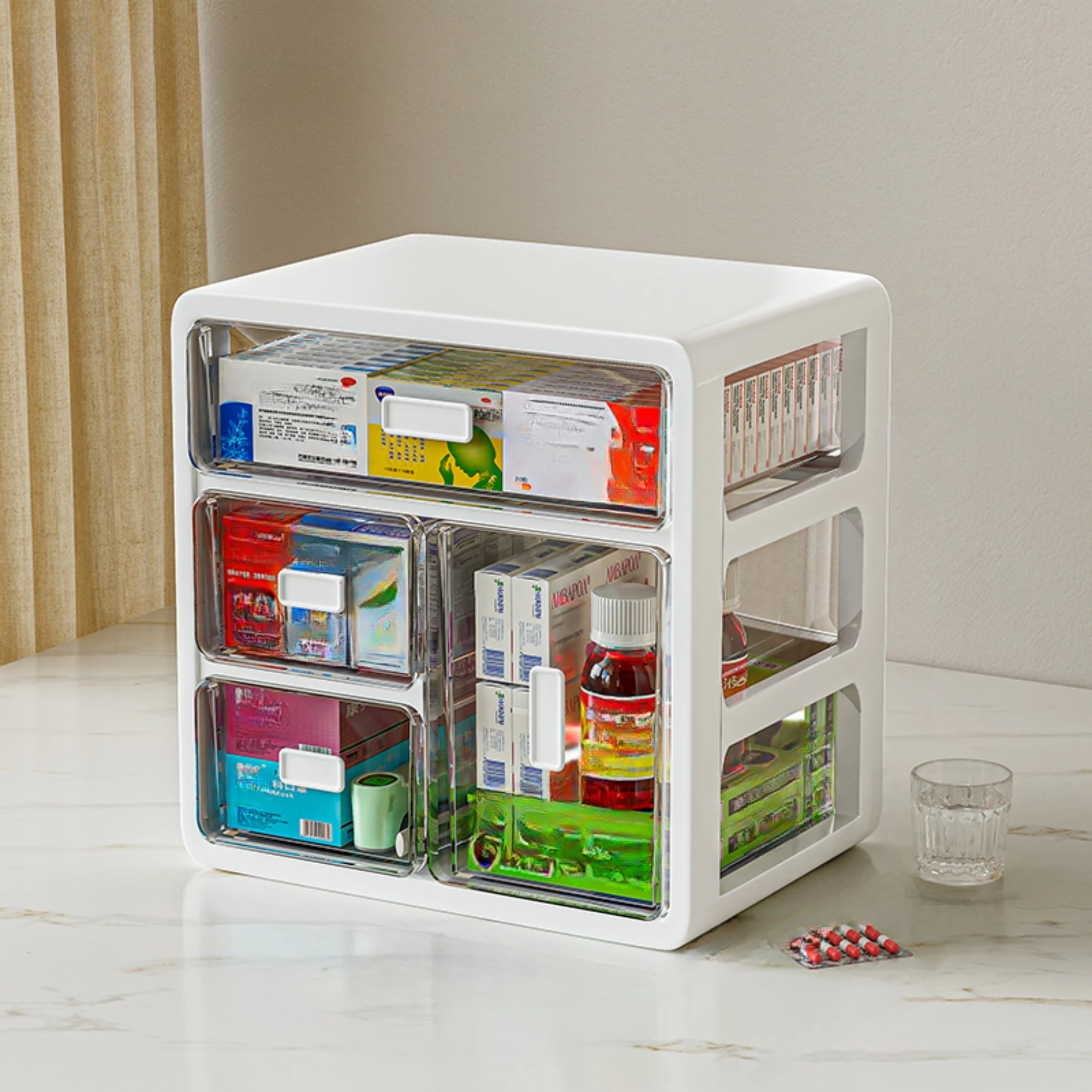 Drawer-Type Plastic Storage Box Organizer/Medicine Box-Multifunctional Storage Container,Family Medicine Box Organizer