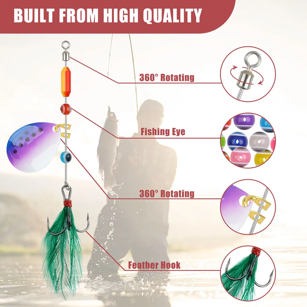 Kit Fabricación Señuelos Giratorios Walleye – 190 piezas con anzuelos triples