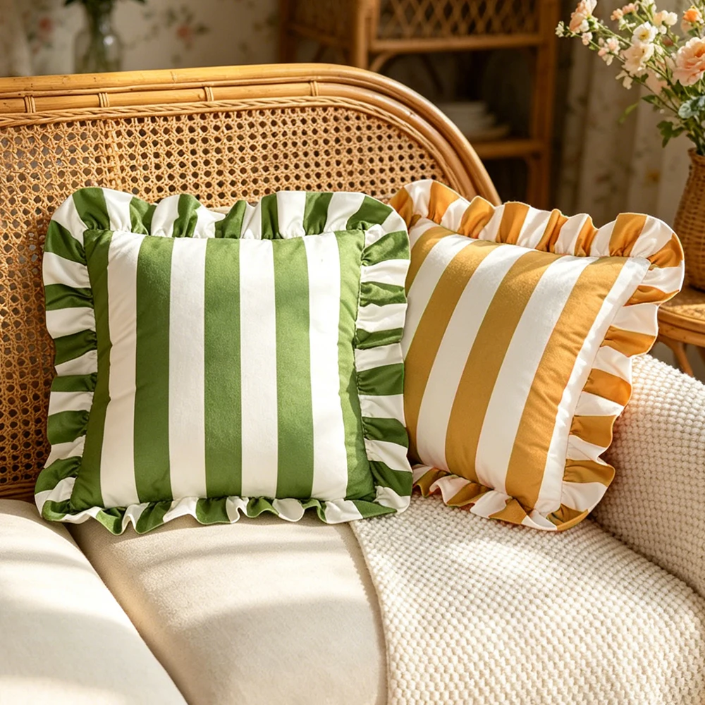 Striped Lace Velvet Pillowcase Image 16