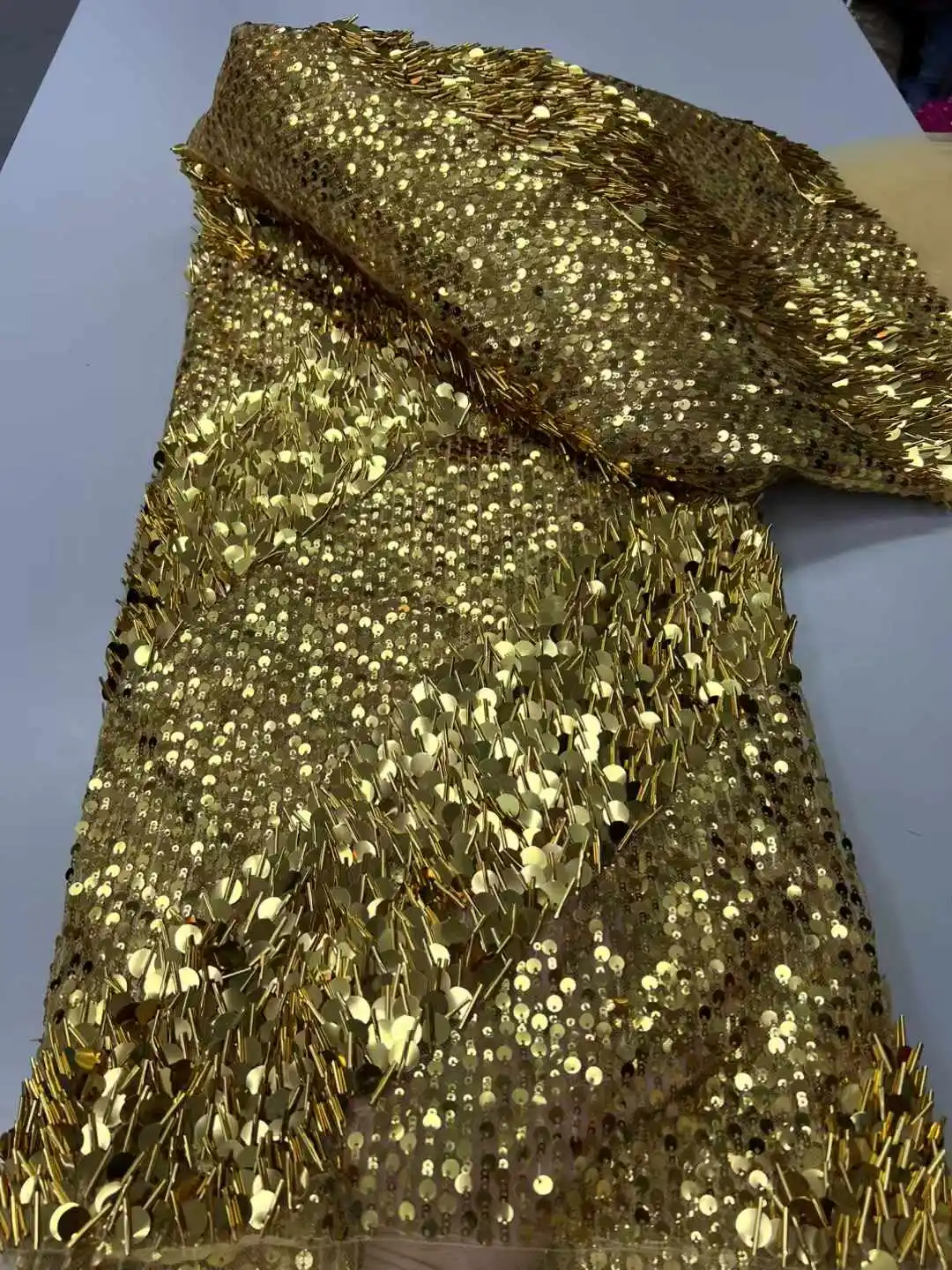 Africa Nigerian Beaded French Mesh Lace With Sequins High Quality 2025 Embroidery Lace Sequins Lace For Wedding Dresses Women