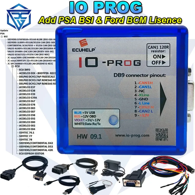 IO-PROG IO PROG New license PSA BSI with IOProg for Opel/ GM ECU BCM TCM EPS Combination of K-line and CAN support BD9 and OBD