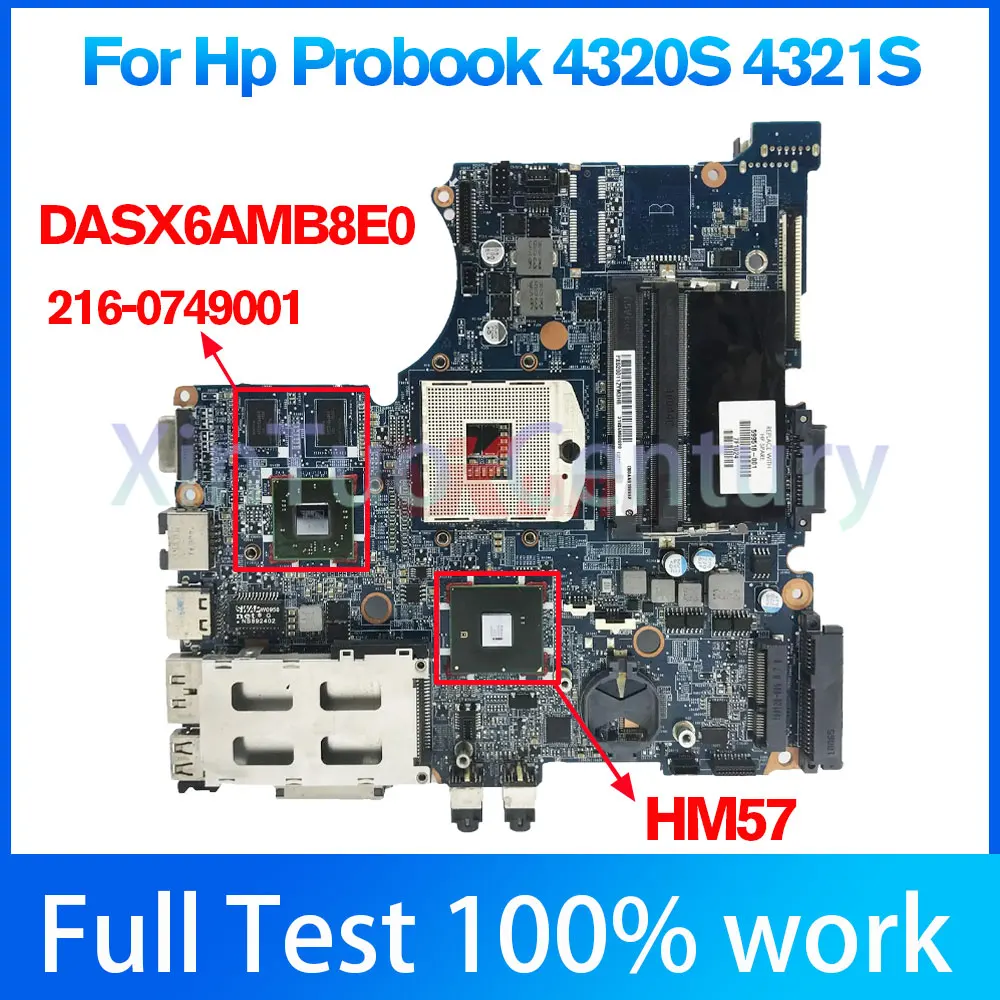 

DASX6AMB8E0 motherboard For HP Probook 4320S 4321S Notebook Mainboard 216-0749001 Hm57 Hd5470 Ddr3 Laptop Moederbord