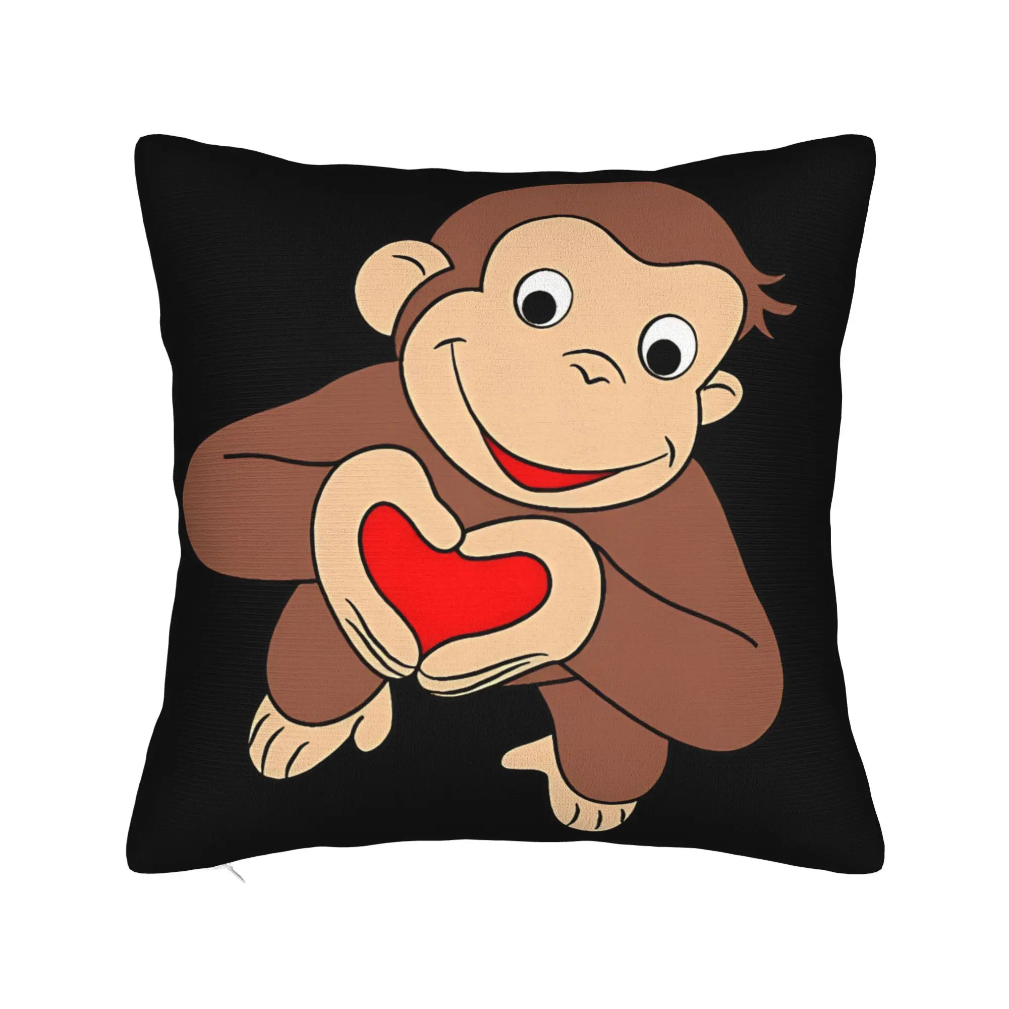 Pillow Case Curious George Is All Heart Design  Pillow Cover For Living Room Chair Novelty Pillowcases