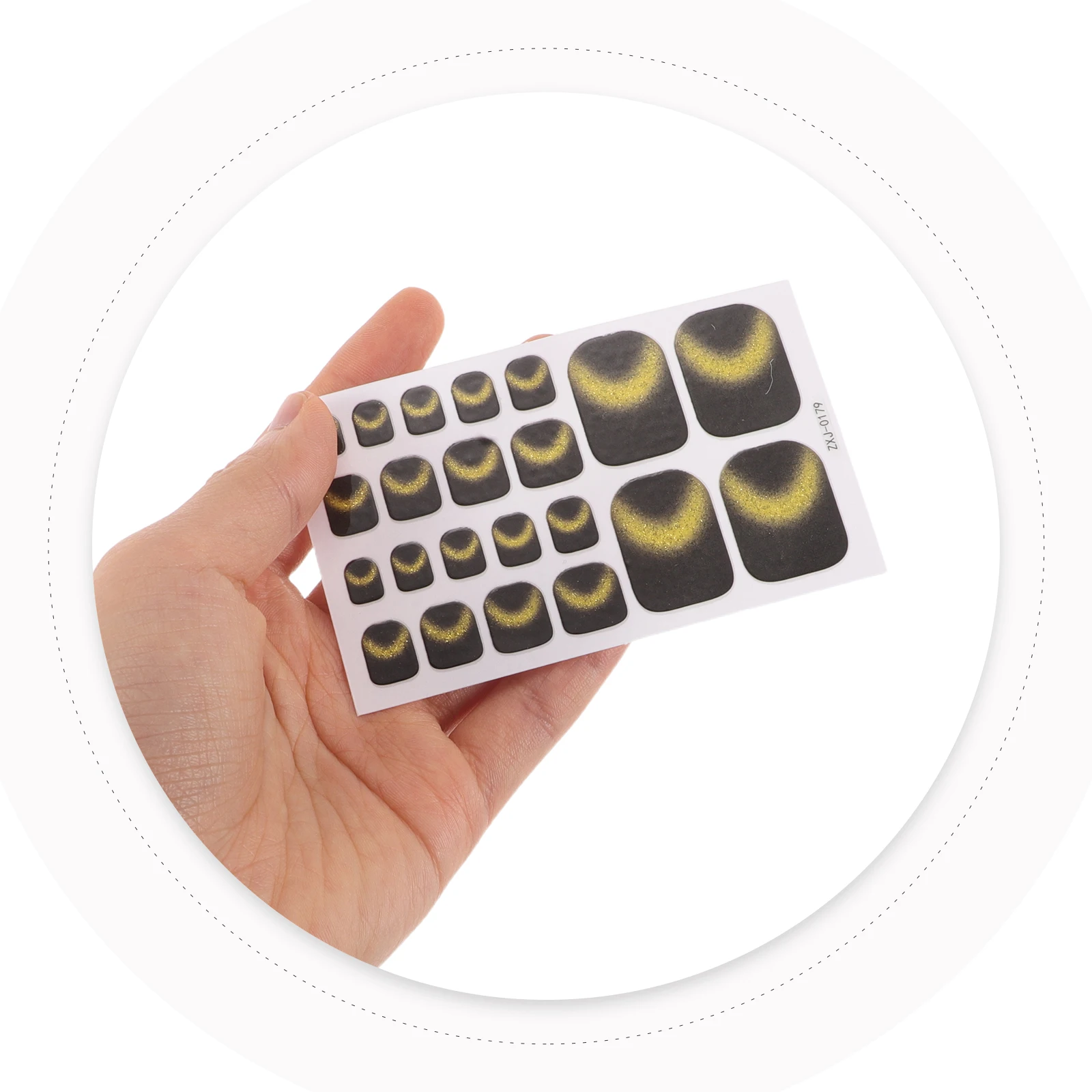 

5Pcs Cat Eye Glitter Toe Nail Stickers Full Cover Press on Toenail Wraps No Bake Gel Nail Sticker Set DIY Nails