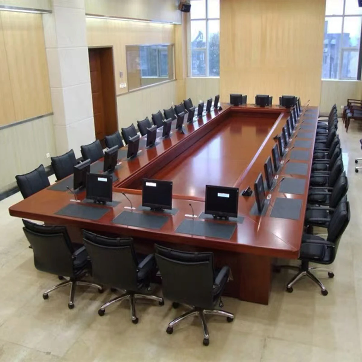 High-End Big Size 20 Person Moderne Houten Conferentievergadertafel Voor De Overheid