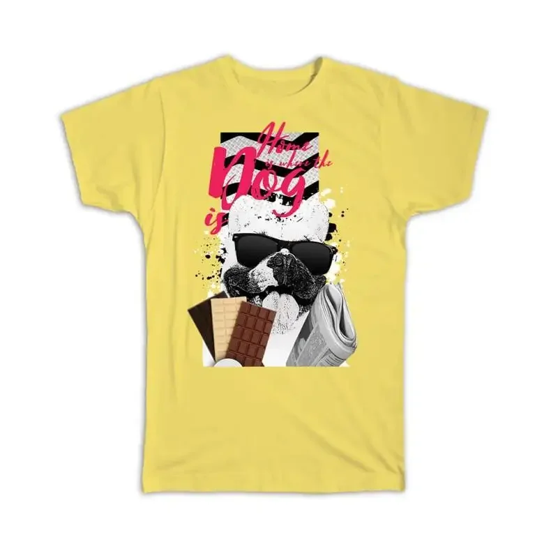 Bulldog Chocolates Funny Dog Pet Animal Chevron Newspaper Glasses T shirt