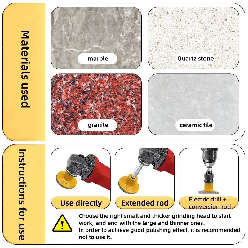 Testa di molatura piatta per brasatura da 2 pollici, foglio di molatura SDC addensato, strumento per lucidare marmo, pietra di quarzo