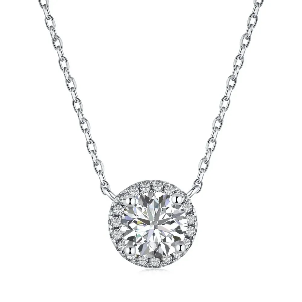 S925 Sterling Silver Pendant Women's One Carat Round Bag Set with Starfish Necklace Necklace Wedding Jewelry Wholesale