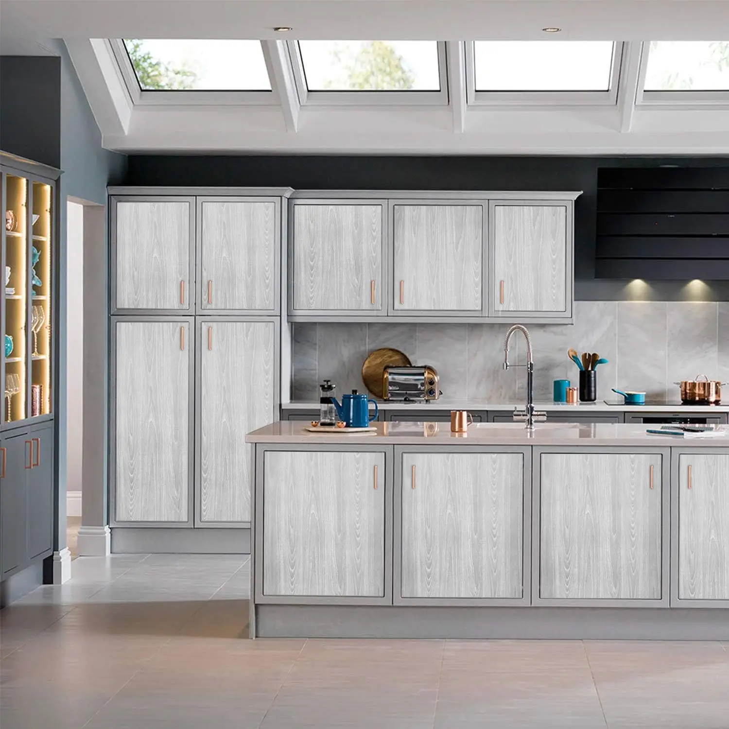 Gray Wood Contact Paper Texture Wallpaper self Adhesive Paper Light Grey Wall Covering Desk Shelf Drawer Liner Cabinets Wardrobe