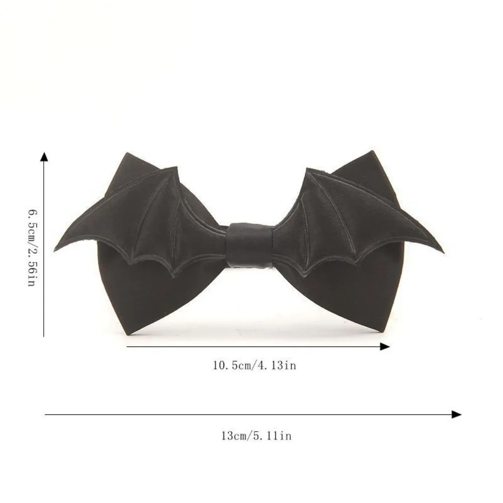 Classic PU Leather Halloween Cravat Black Soft Bat Bow Tie Adjustable Creative Men Necktie Cosplay