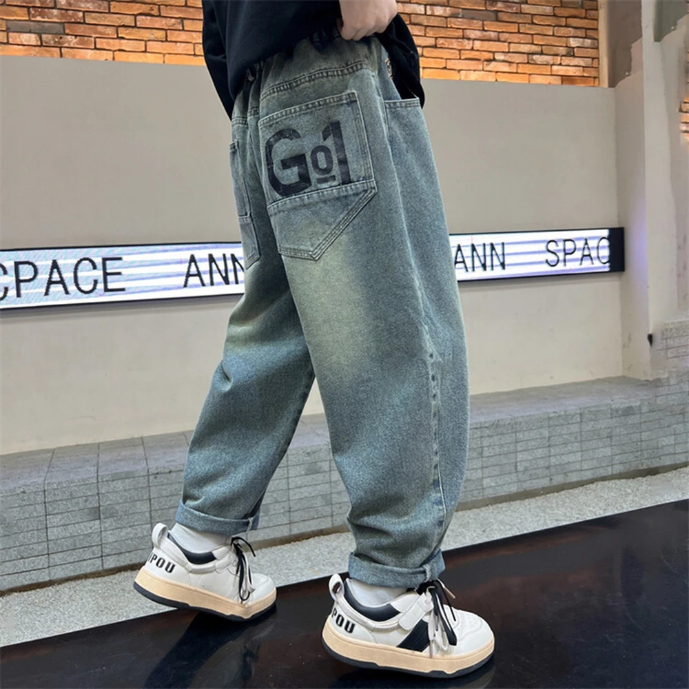 Teenage Boy Jeans Button Solid Color Children Jeans Casual Style Kids Jeans Spring Autumn Kids Clothes 4 6 810 11 12 13 14 Years