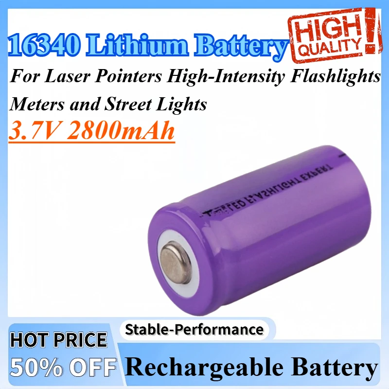 

3.7V 2800mAh 16340 Rechargeable Lithium Battery Suitable For Laser Pointers High-Intensity Flashlights Meters and Street Lights