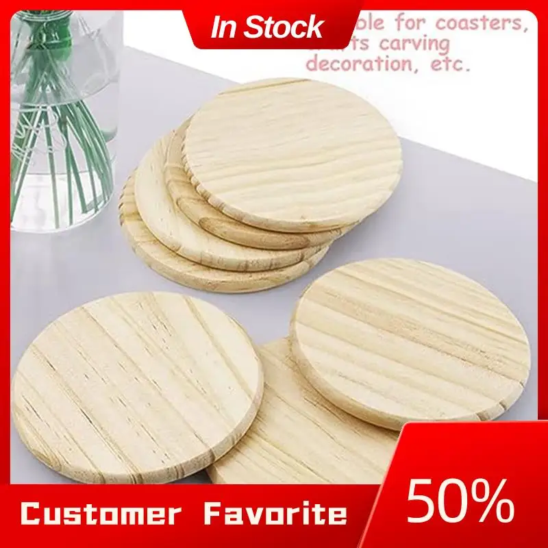 AT03 Top 40Pcs Solid Wood Veneer Handmade Veneer Painting Wood Plank Material Handmade Coasters For DIY Painted Wood Carving Log