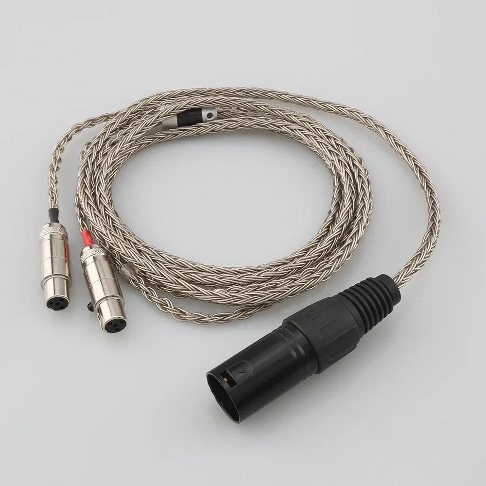 16 núcleo de alta fidelidade 4pin occ 2.5 3.5 4.4mm xlr balanceado fone de ouvido cabo atualização banhado a prata para audeze lcd 3 LCD-2 lcd2 LCD-4