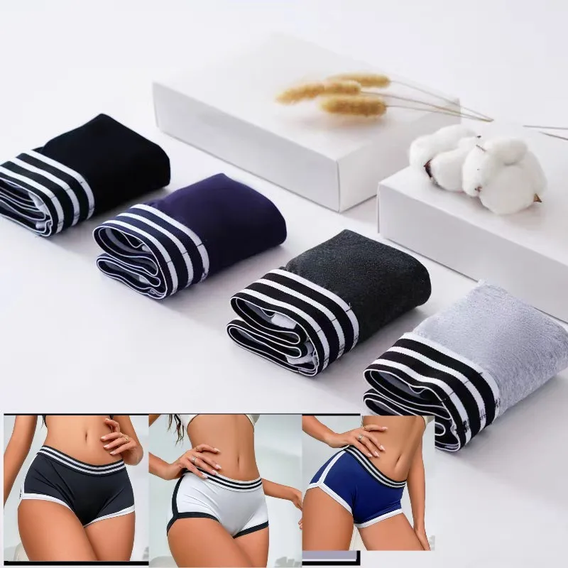 

3PCS Sexy Women's sports shorts Lady Cotton Boxers Panties Buttocks Fitness Pants Elastic Yoga Pants Girl's Boyshorts Underwear