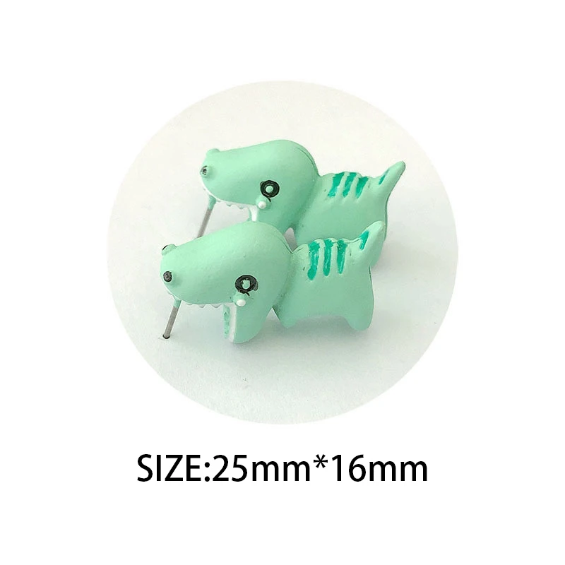 FTCY Animal Biting Cartoon Stud Earring For Women Cute Dinosaur Little Dog Whale Clay Bite Ear Earrings Funny Jewelry Girls