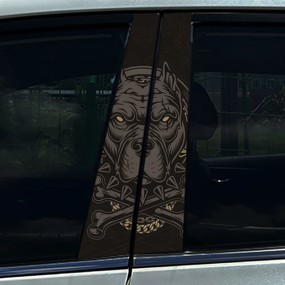 2 pegatinas 3D de PVC para pilar B de coche, estilo americano, diseño de perro Pitbull, impermeables, resistentes a los rayos UV, decoración para coche