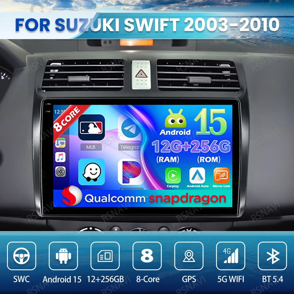 

Android 15 Car Radio For Suzuki Swift 2003-2010 Autoradio Wireless Carplay Auto DVD 4G LTE Qualcomm BT Stereo 5G WIFI Multimedia