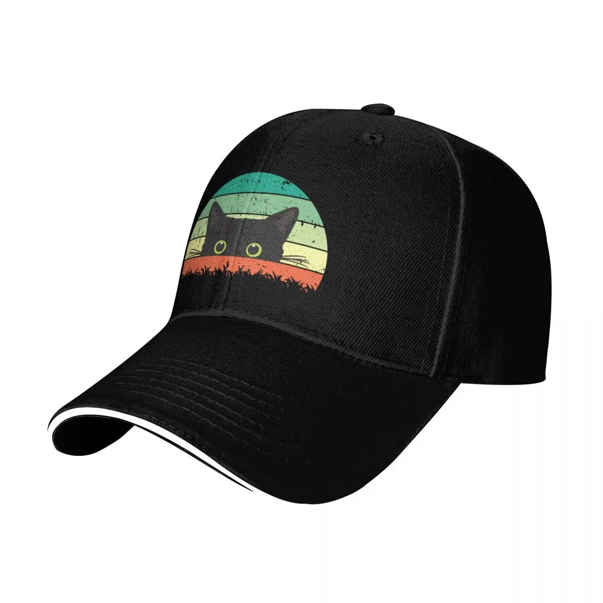 Black Cat Peeking Baseball Cap Curved Brim Classic Fit Low Profile Unstructured Unisex for Men Women
