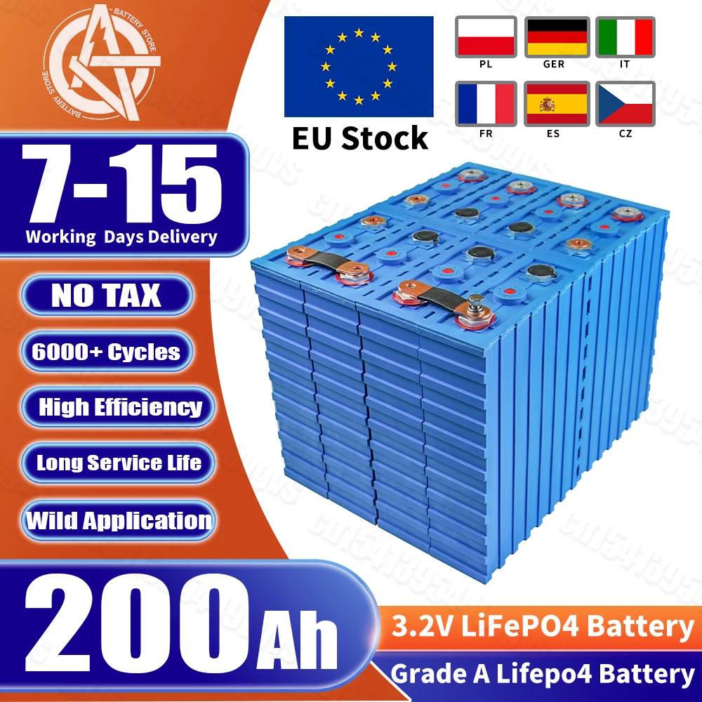 4/16PCS 200AH Lifepo4 Battery 3.2V 6000+ Cycles Grade A Rechargeable lithium-ion Batteris Long Service Life For Yacht Wheelchair