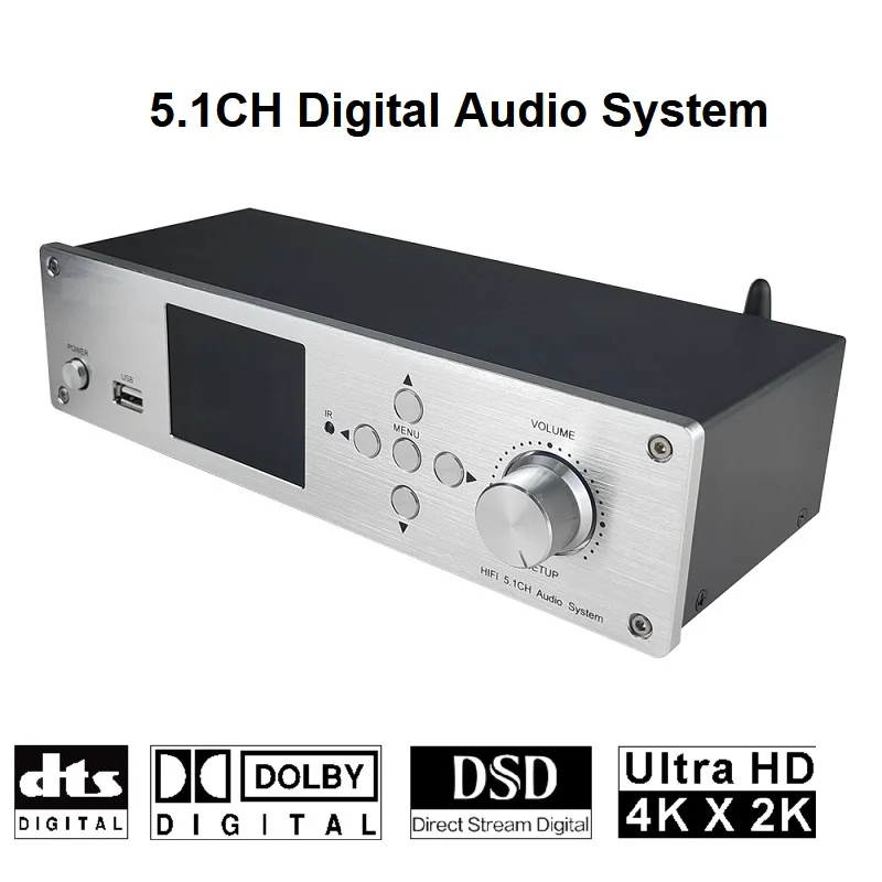 5.1CH  Audio Decoder Bluetooth 5.0 4K60Hz HDMI-compatible 2.0 Switcher 2 In 1 Out ARC Converter PC-USB DAC DTS AC3 5.1