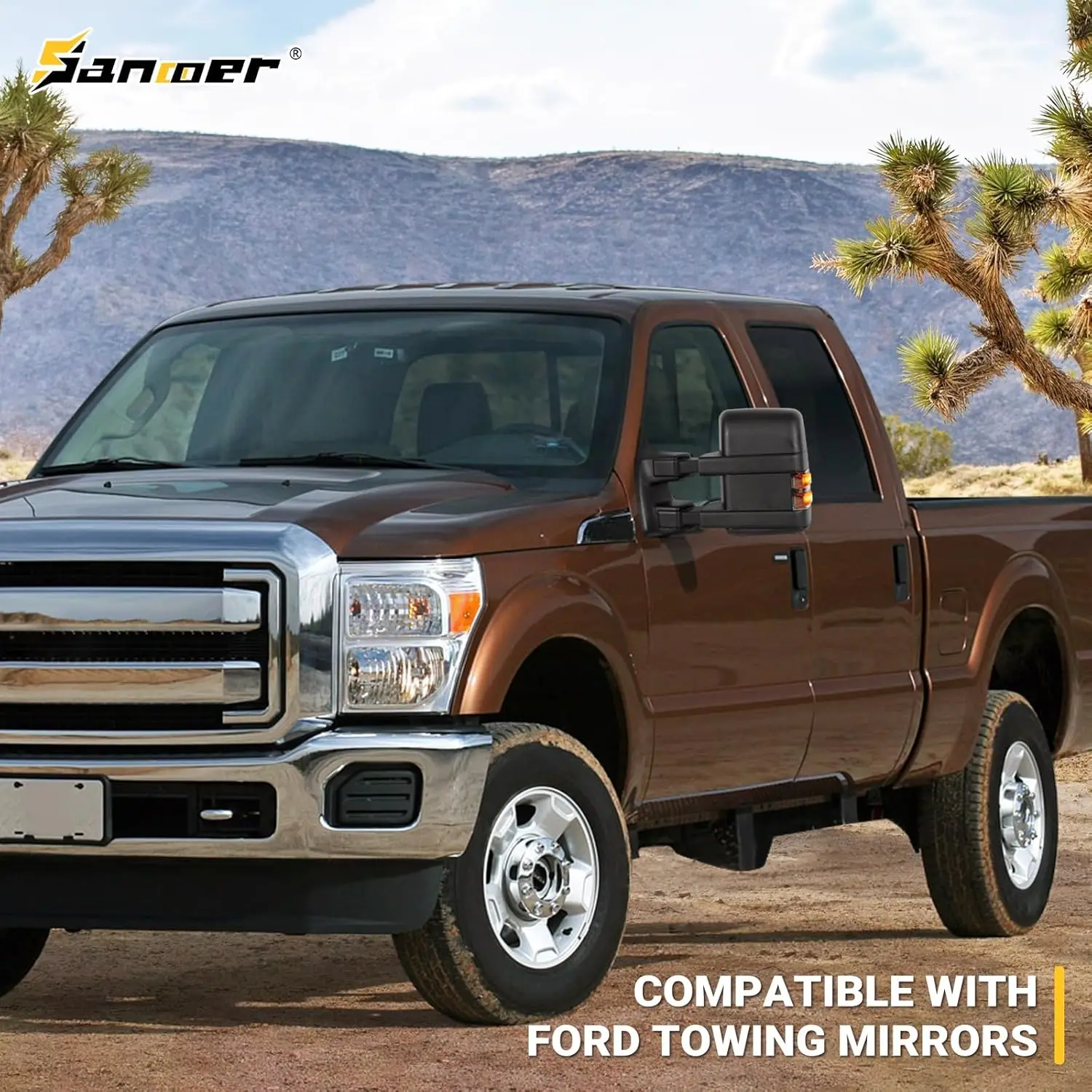 Ford Truck & SUV Towing, Glass Material, Smoke Color, Power Heated with Arrow Turn Signal and Running Lights