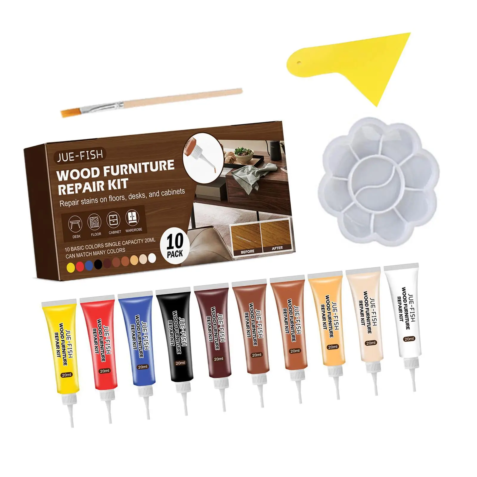 Furniture Scratch Cracks Hole Repair Kit Modern Pigment Wood Filler for Wooden Doors Floors Cabinets