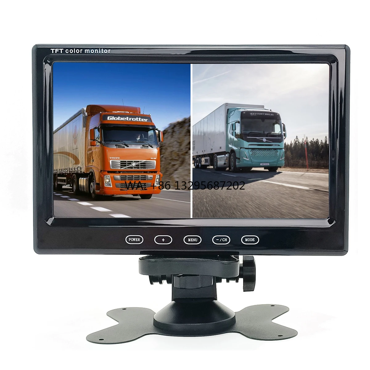

Hot 7 Inch Hd 12v 24v Split Quad Car Headrest Display 2ch Video Input for Back up Camera Truck Rv & Cctv