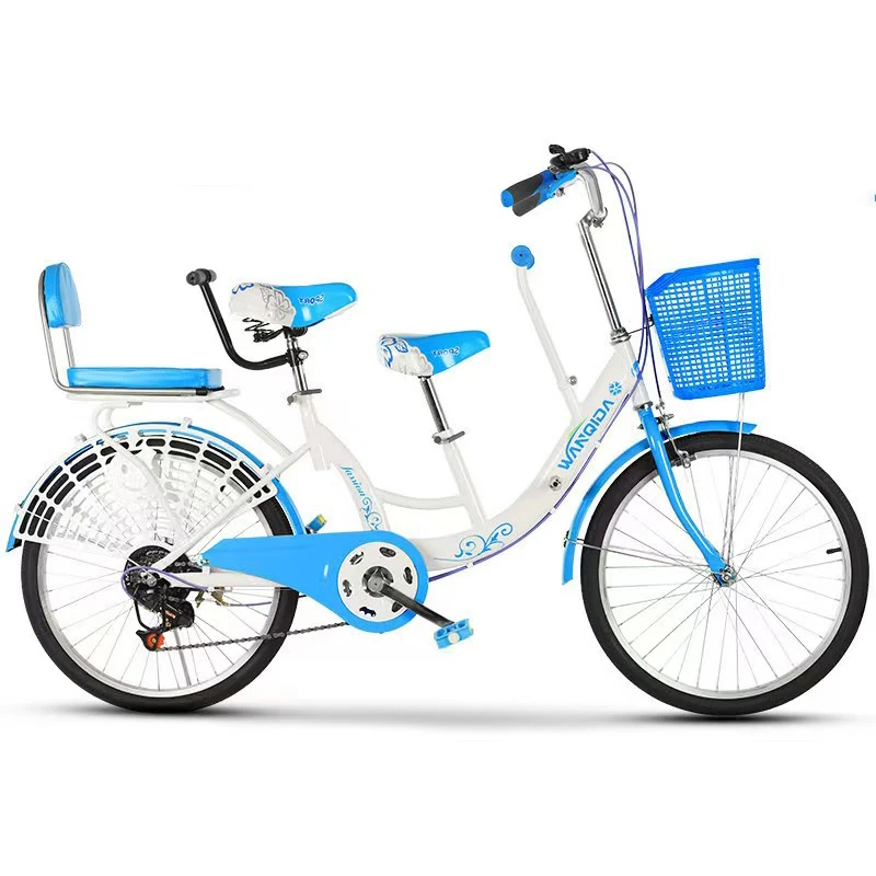 

24 Inch Tandem Bicycle Parent and Child Two Wheels 2 Person Tourist Sightseeing Bike