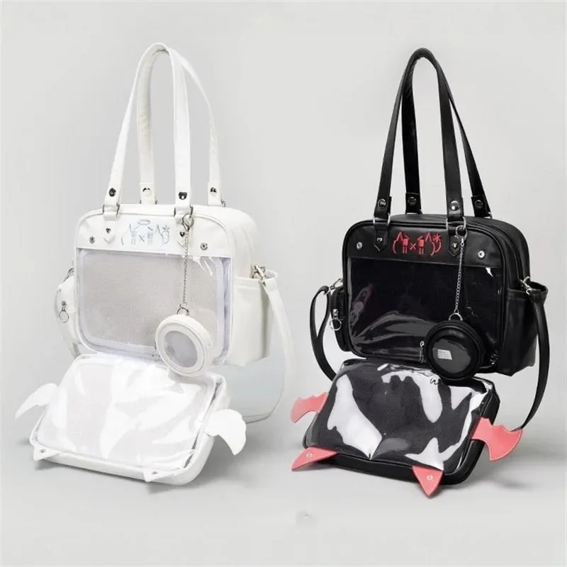 Back To School Anime Y2K Itabag Afenidi Bark Grain Japan Transparent Handheld One Shoulder Crossbody High Capacity Backpacks New