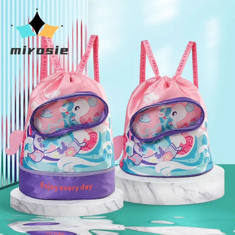 MIROSIE Children Swimming Bag Wet and Dry Waterproof Storage Bag Boys and Girls Portable Backpack Cute Cartoon Beach Bag