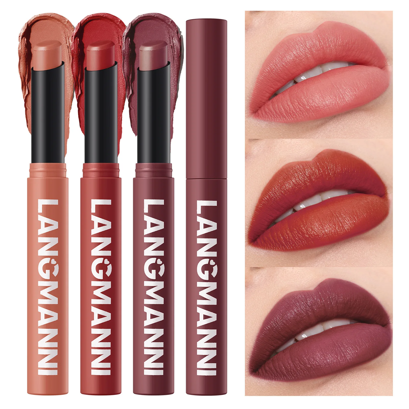 12 Colors Matte Lipstick Pen Waterproof Nude Lip Gloss Makeup Long Lasting Non-stick Cup Sexy Women Velvet Red Lip Tint Cosmetic