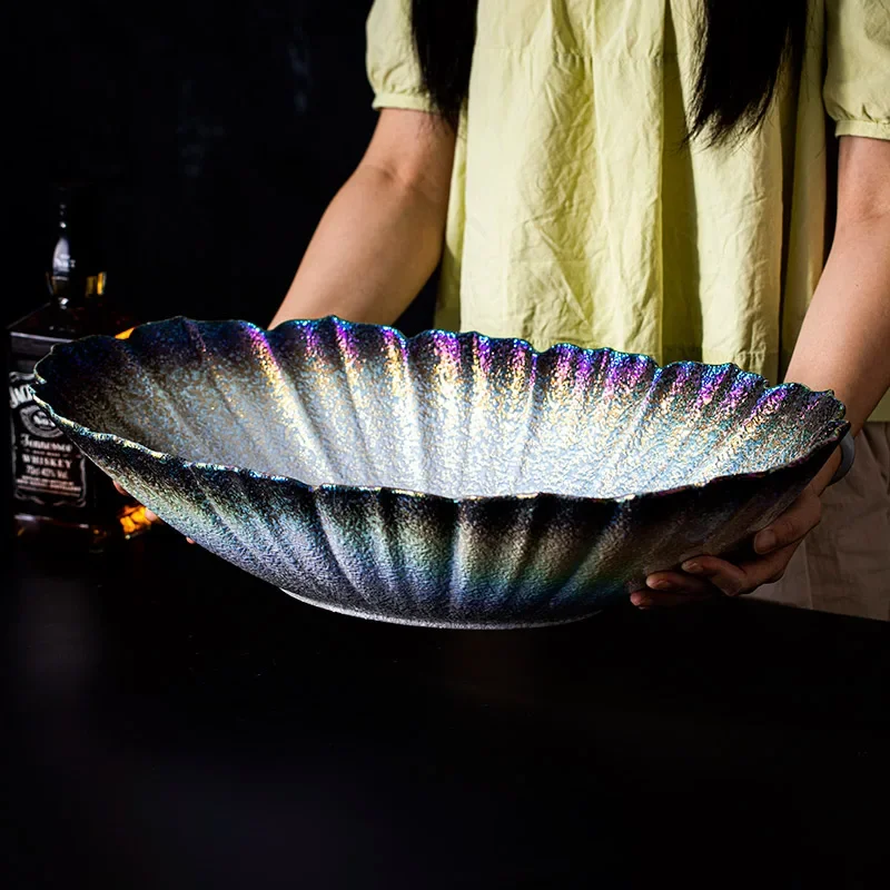 Sashimi Plate Japanese Commercial Hotel Private Banquet Ceramic Artistic Conception Art Dry Ice Plate Geoduck Clam Salmon Wagyu