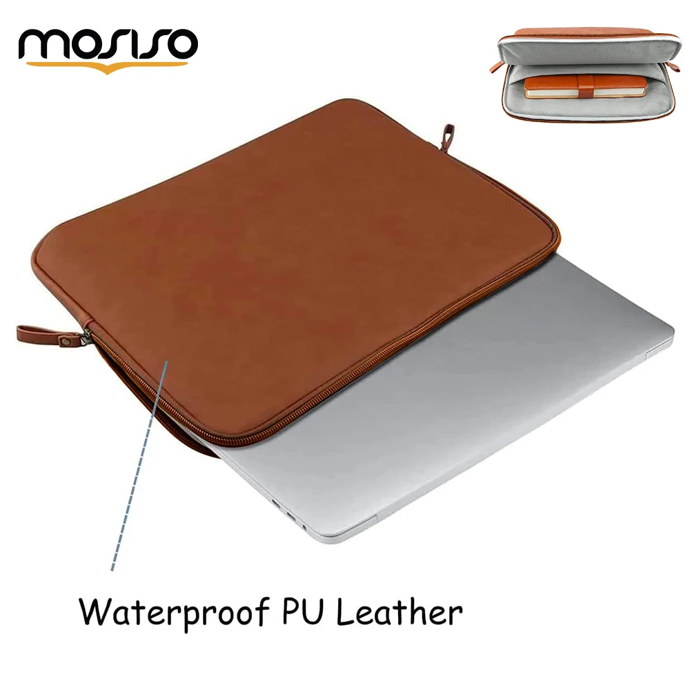 

MOSISO Laptop Sleeve Bag 13-16 inch for MacBook Air 13 Air 15 Pro 16 Pro 14 PU Leather Padded Bag Waterproof Case Bussiness