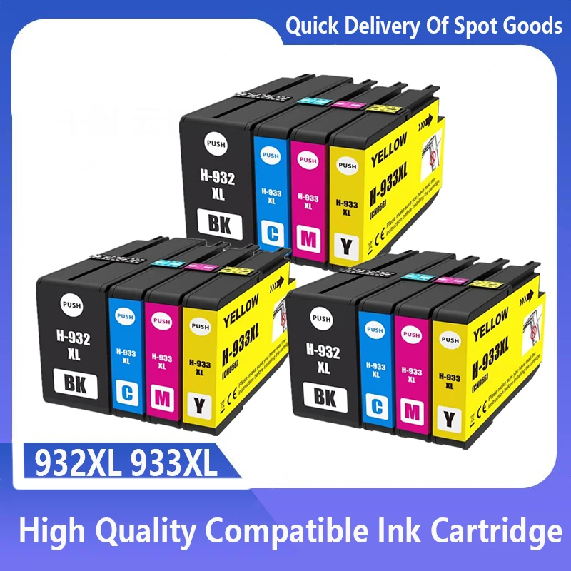 Compatible For HP 932 933 932XL 933XL Ink Cartridge For HP Officejet 7110 6100 6600 7510 7512 7612 7610 7612 Printer