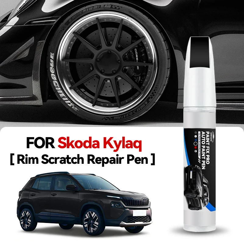 

Карандаш для подкраски колесных дисков, ручка для ремонта автомобильной краски для Skoda Kylaq 1990-2026, аксессуары для ремонта царапин на краске, белый LY9L, черный LY