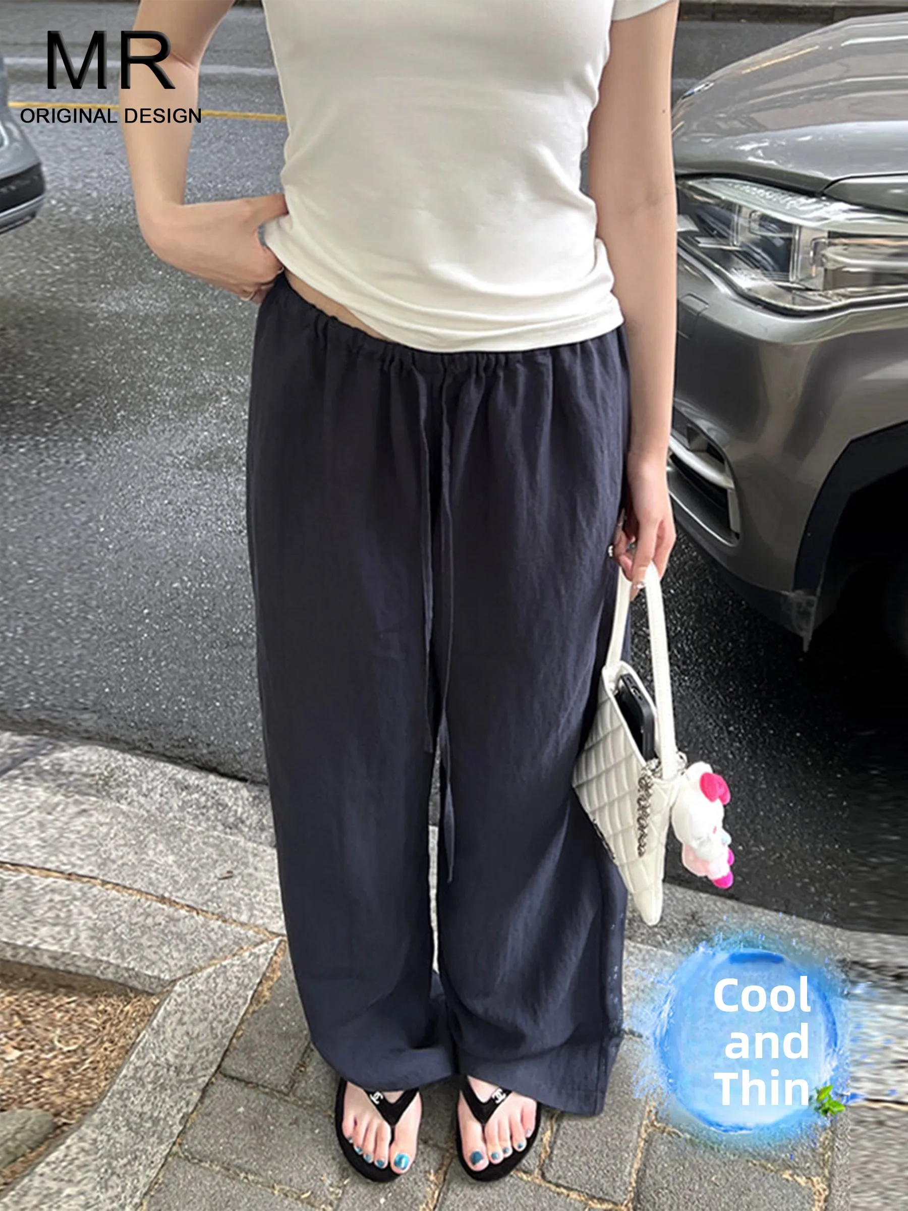 

Женские повседневные брюки свободного кроя с широкими штанинами, с низкой талией, из льна, летние, тонкие, быстросохнущие, прямые, в повседневном стиле