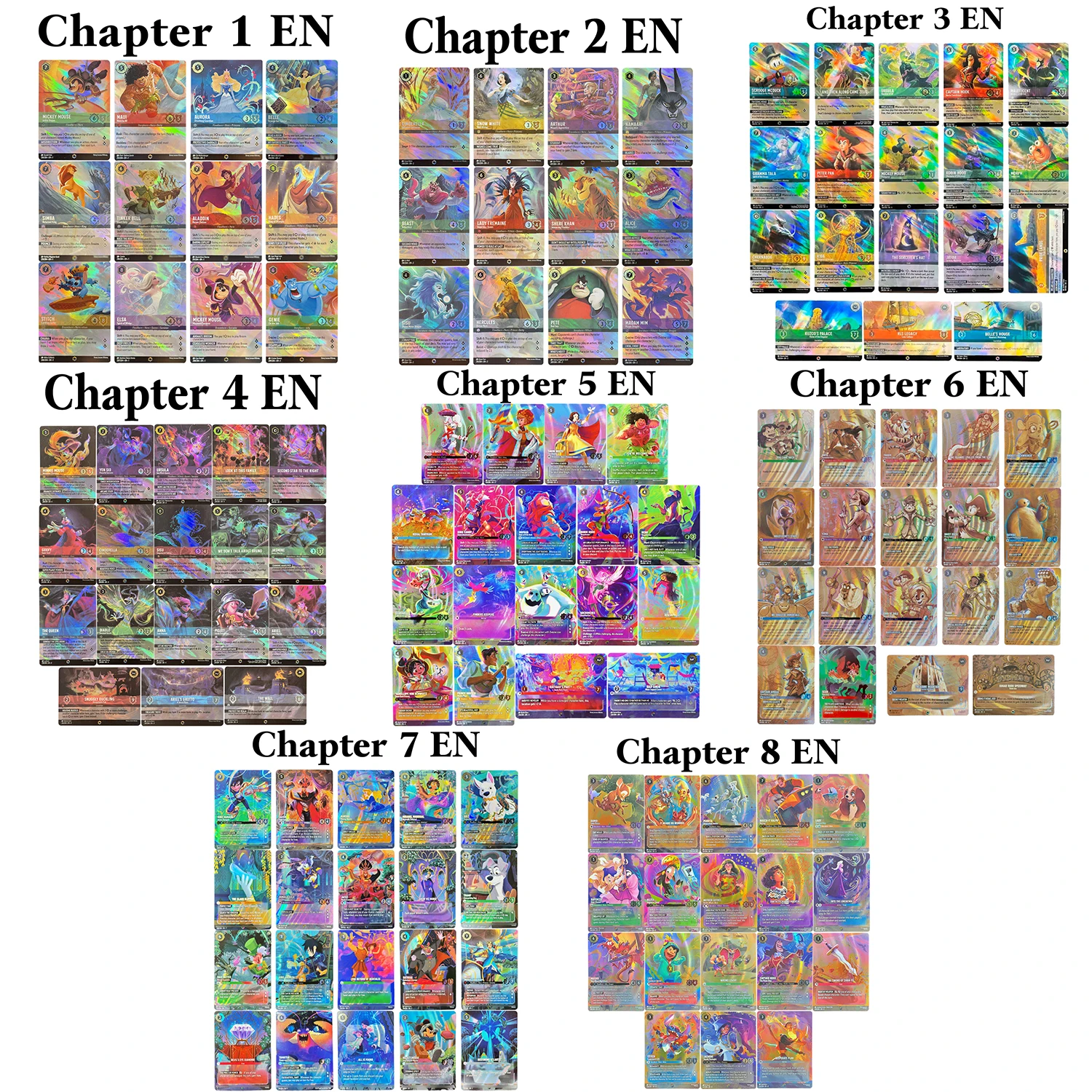 

Enchanted Foil Lorcana Proxy Cards Chapter 1/2/3/4/5/6/7/8 English Trading Game Cards Stitch Archazia's Island Collection TCG